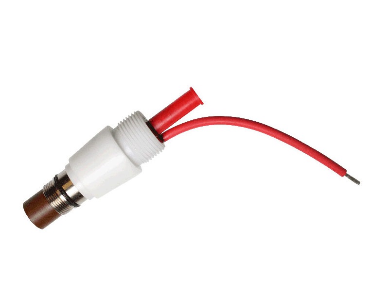 white torch body with red wires