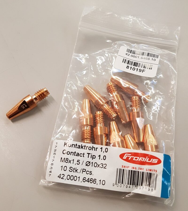 Pkt 10 Fronius Contact Tip 1.0mm M8x1.5/10x32 - Image 2