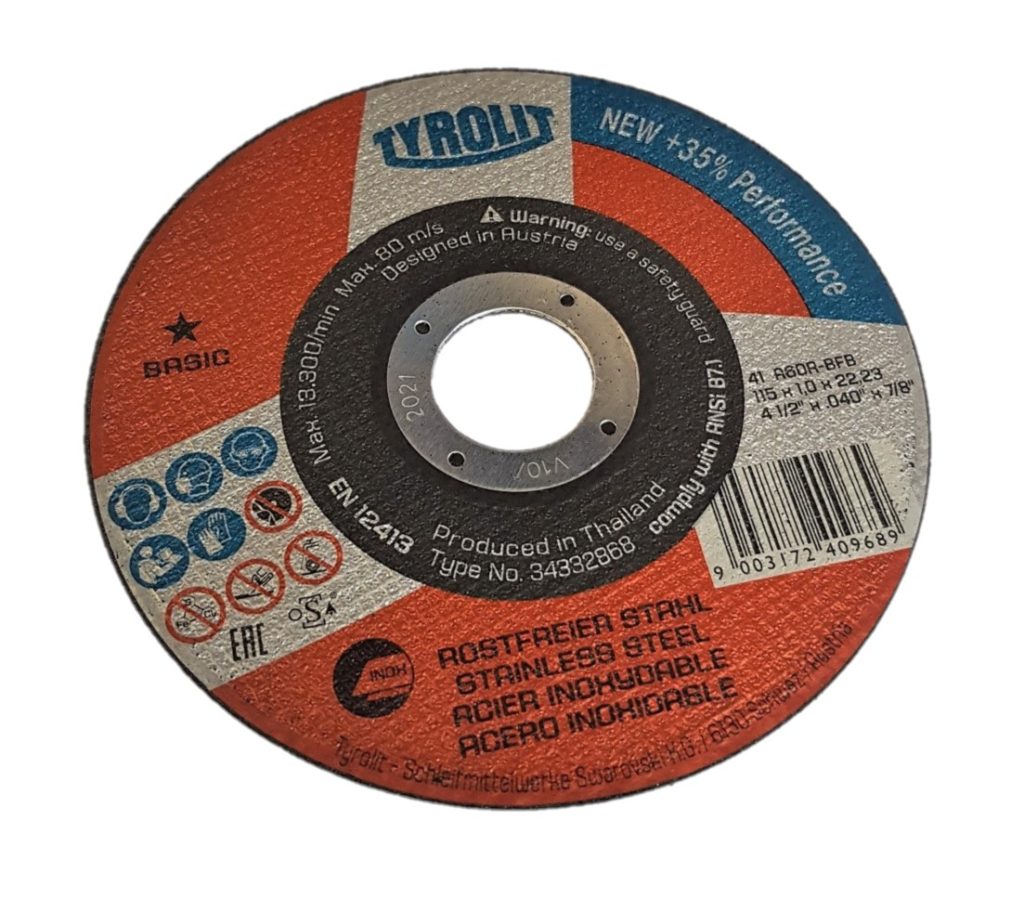 115mm x 1.0mm Tyrolit Cutting Discs PWP Industrial