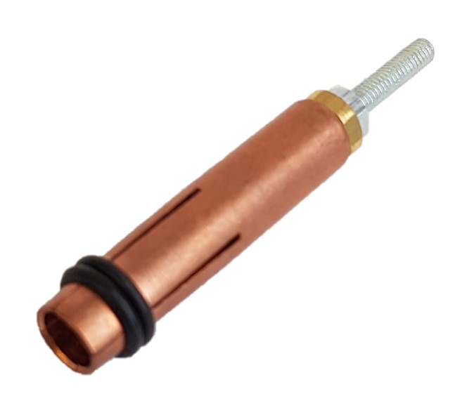 stud collet with copper handle and golden top