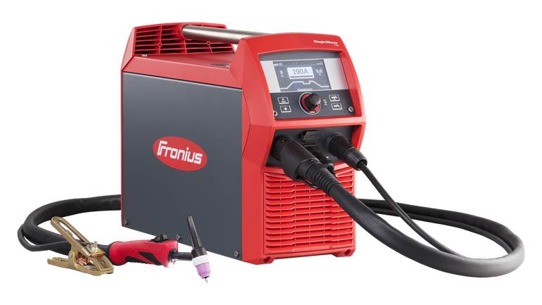 fronius red inverter package with leads plugged in
