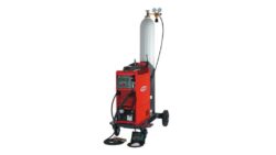 red fronius machine with gas cylinder and leads