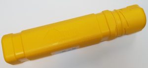 Yellow welding rod container closed