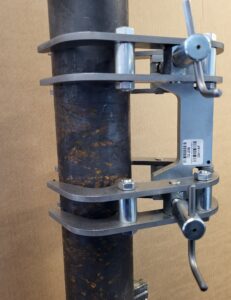 Pipe Clamp With Steel Jaws In Use