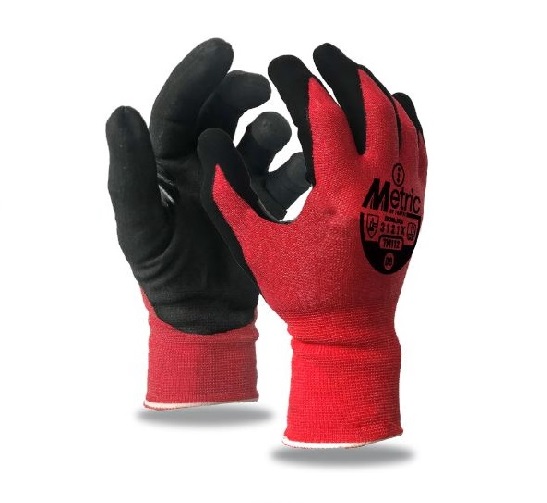 Red Metric PU cut Level D Safety Gloves